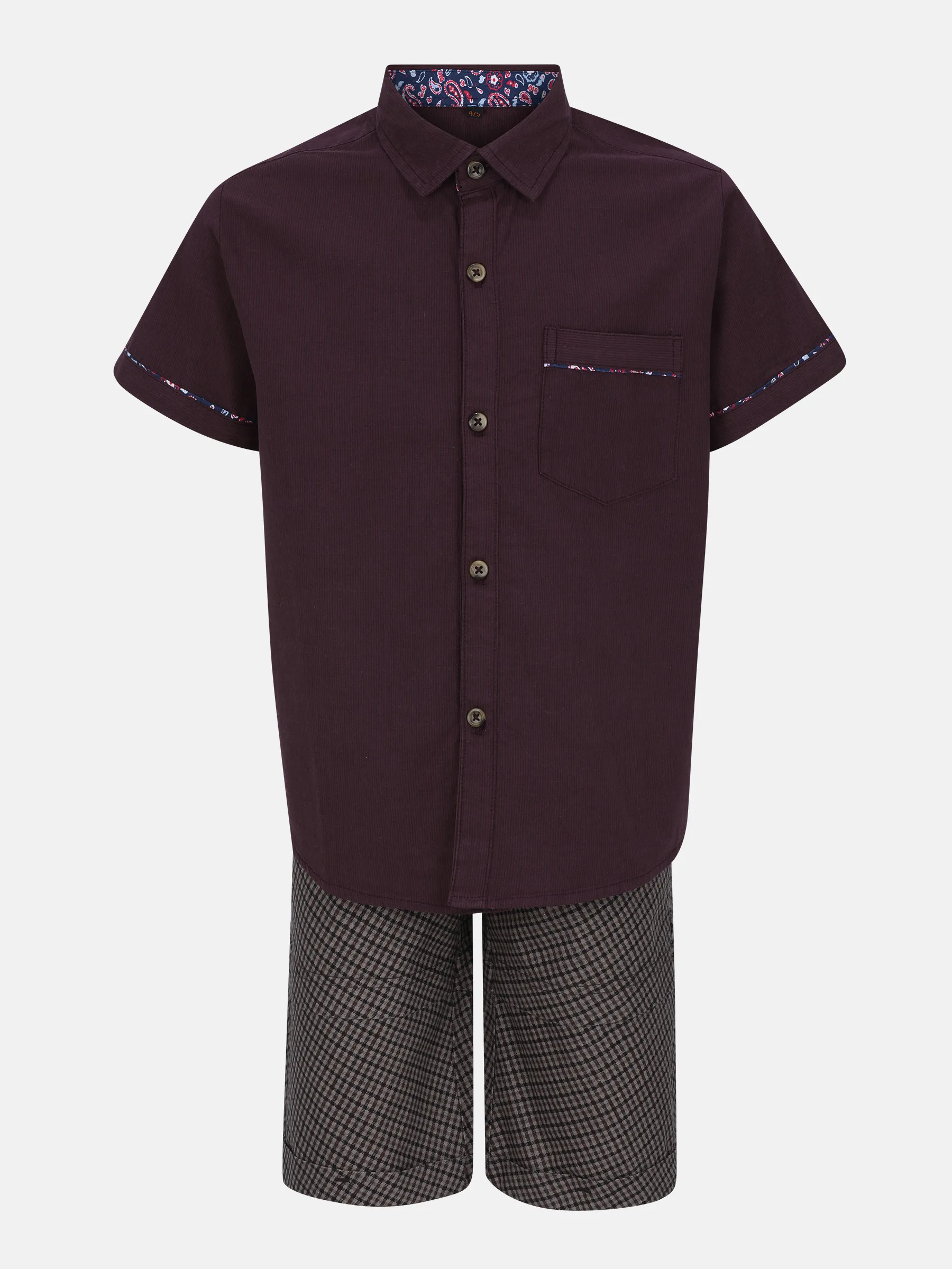 Chocolate Striped and Printed Cotton Shirt Pant Set